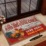 Personalized Custom Name An Old Rooster And His Cute Chick Live Here Chicken Doormat