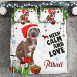 Keep Calm And Love Pitbull Christmas Bedding Set
