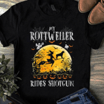 Top My Rottweiler Rides Shotgun Halloween Tshirt