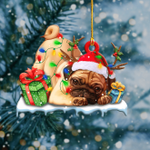  Cute Pug Christmas Shape Ornament