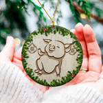  Pig Wood Christmas Ceramic Ornament