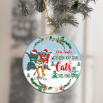  Cat Dear Santa Round Ceramic Ornaments