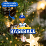  Personalized Baseball Name _ Number Shape Ornament