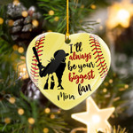  Personalized Softball I_ll Always Be Your Biggest Fan Heart Shape Ornament