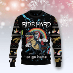 Animal  Dinosaur Unicorn Ride Hard Ugly Christmas Sweater