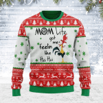 Animal  Mom Life Got Me Feelin Like Hei Hei Rooster Ugly Christmas Sweater