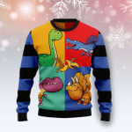 Animal  Dinosaur Color Ugly Christmas Sweater