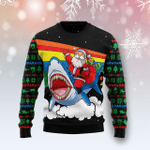 Animal  Santa Riding Shark Ugly Christmas Sweater