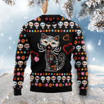Animal  Day Of The Dead Black Cat Ugly Christmas Sweater