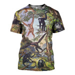 3D All Over Printed Type of Primate Shirts And Shorts