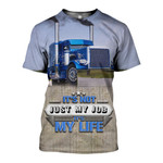 3D All Over Printed Blue Truck Shirts and Shorts