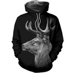 3D All Over Printed Deer in Black Shirts and Shorts