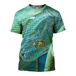 3D All Over Printed Green Snake Art Shirts and Shorts