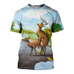 3D All Over Printed Deers T-shirt Hoodie ST0K090506