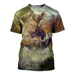 3D All Over Printed Moose T-shirt Hoodie SNAL080505