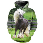 3D All Over Printed Black White Horse Shirts and Shorts
