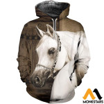 3D All Over Printed White Arabian Horse Shirts and Shorts