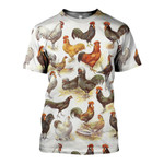 3D All Over Printed Chicken Breeds Art Shirts and Shorts