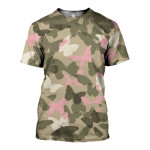 3D All Over Printed Camo and Butterflies T-shirt Hoodie
