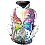3D All Over Printed Deer and Butterfly T-shirt Hoodie