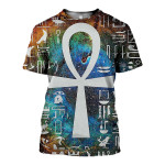 3D All Over Printed Egyptian Cross Galaxy Shirts and Shorts