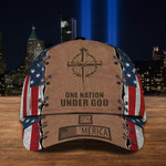 Cross One Nation Under God 1776 'Merica Hat American Flag Cap Patriotic Christian Gift Items