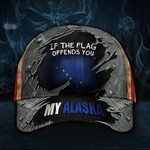 My Alaska Hat If The Flag Offends You Vintage American Flag Cap Patriotic Alaska Men Gift