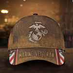 Marine Veteran Hat Old Retro USA Flag Proud Served Marine Corps Veteran Cap Merch Gifts