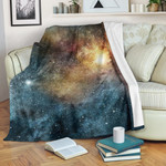 Blue Orange Stardust Galaxy Space Sherpa Fleece Blanket QQFSR