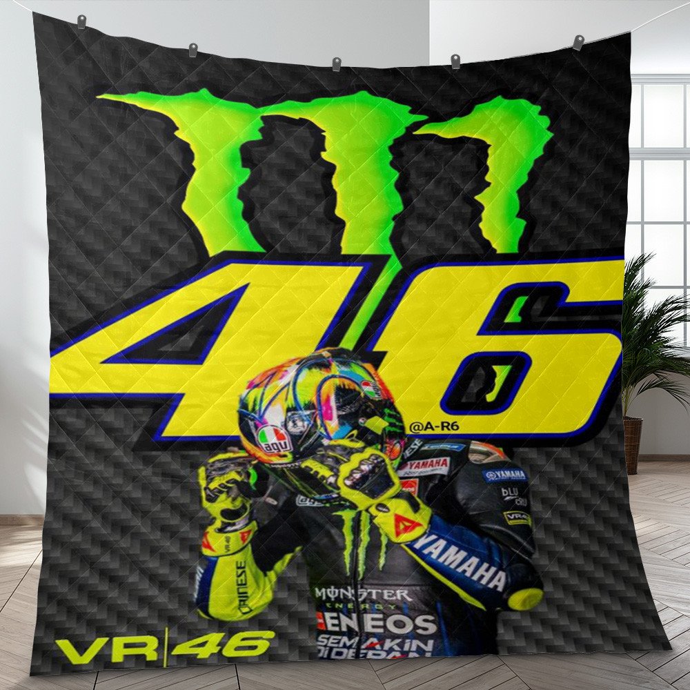 Valentino Rossi The Doctor VR46 Fleece Throw Blanket Bedding Gift