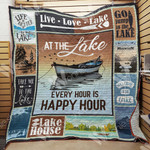 At The Lake Every Hour Is Happy Hour Quilt Blanket Great Customized Blanket Gifts For Birthday Christmas Thanksgiving