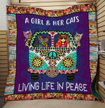 Bc A Girl And Her Cats Quilt Blanket
