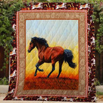 Running Horse In Sunset Quilt Blanket Great Customized Gifts For Birthday Christmas Thanksgiving Perfect Gifts For Horse Lover