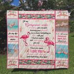 Personalized Flamingo To My Gorgeous Wife Quilt Blanket I Love You Forever And Always Great Customized Blanket Gifts For Birthday Christmas Thanksgiving