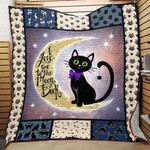 Black cat I Love You To The Moon And Back Quilt Blanket Great Customized Gifts For Birthday Christmas Thanksgiving
