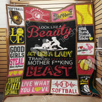 Softball Act Like A Lady Quilt Blanket Great Customized Gifts For Birthday Christmas Thanksgiving Perfect Gifts For Softball Lover