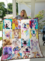 Colorful Funny Pitbull Quilt Blanket Great Customized Blanket Gifts For Birthday Christmas Thanksgiving