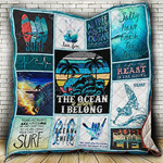 The Ocean Is Where I Belong Surfing Quilt Blanket