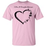 I Am A Simple Woman Heart Camping Hiking Wine Dogs Shirt