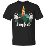 Unicorn Christmas Holly Joyful Cute Gift For Girls Women Shirt
