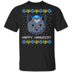 Happy Hanukcat Ugly Hanukkah Sweater Cat Chanukah Jewish T-Shirt