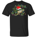 Funny Christmas Alligator Crocodile Gift Lights Santa Hat T-Shirt