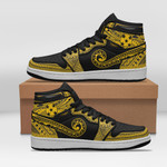Gambier Islands Custom Shoes - Polynesian Pattern JD Sneakers Black And Yellow