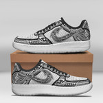 Polynesian AF Sneakers - Polynesian Fish Hook Custom Shoes Black And White Colour