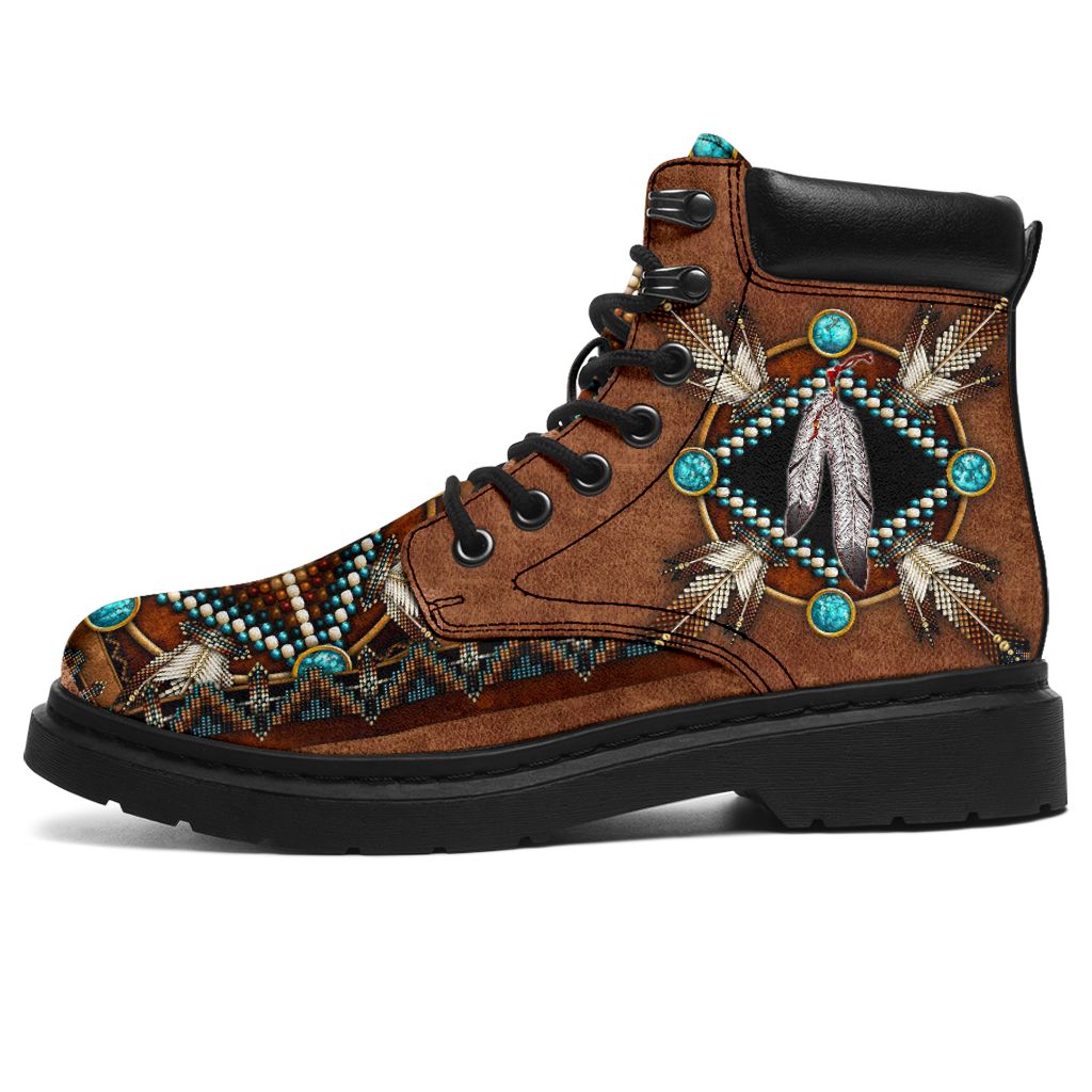 Native American Blue brown pattern Timberland Boots2