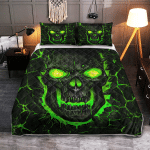 Premium Unique Skull Fire Bedding Set Ultra Soft and Warm Green LTADD120122MD