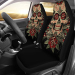 Skull And Roses Art Design Car Seat Covers 191119 (Set Of 2) / Universal Fit