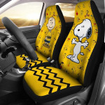 Charlie & Snoopy Yellow Theme 191119 (Set Of 2) Car Seat Covers / Universal Fit