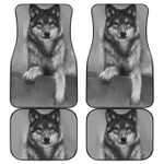 Husky Dog Smile In Grey Theme Car Floor Mats 101921