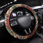 Valentine Steering Wheel Cover - Drawing Floral Skull Blinding Valentine Steering Wheel Cover